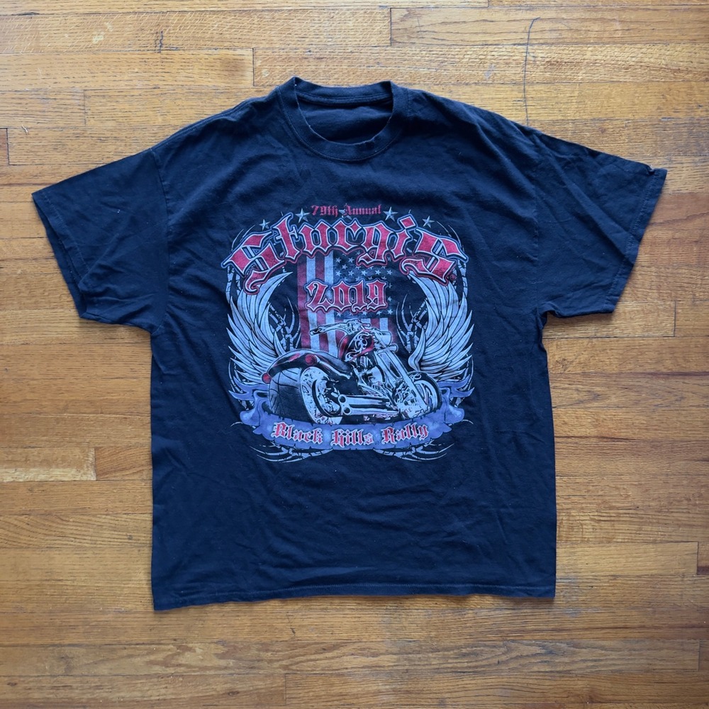 Sturgis Motorcycle Rally T-Shirt Black Hills 2019 Graphic‎ Tee Biker XL